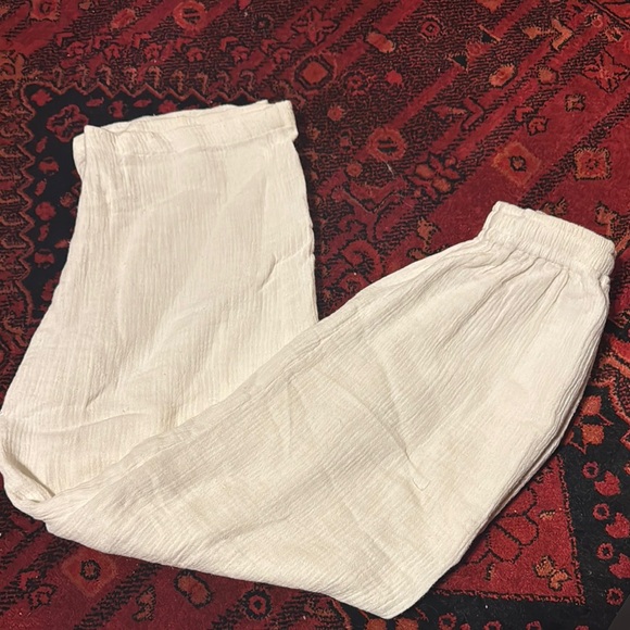 White Textured Pants - Picture 1 of 3